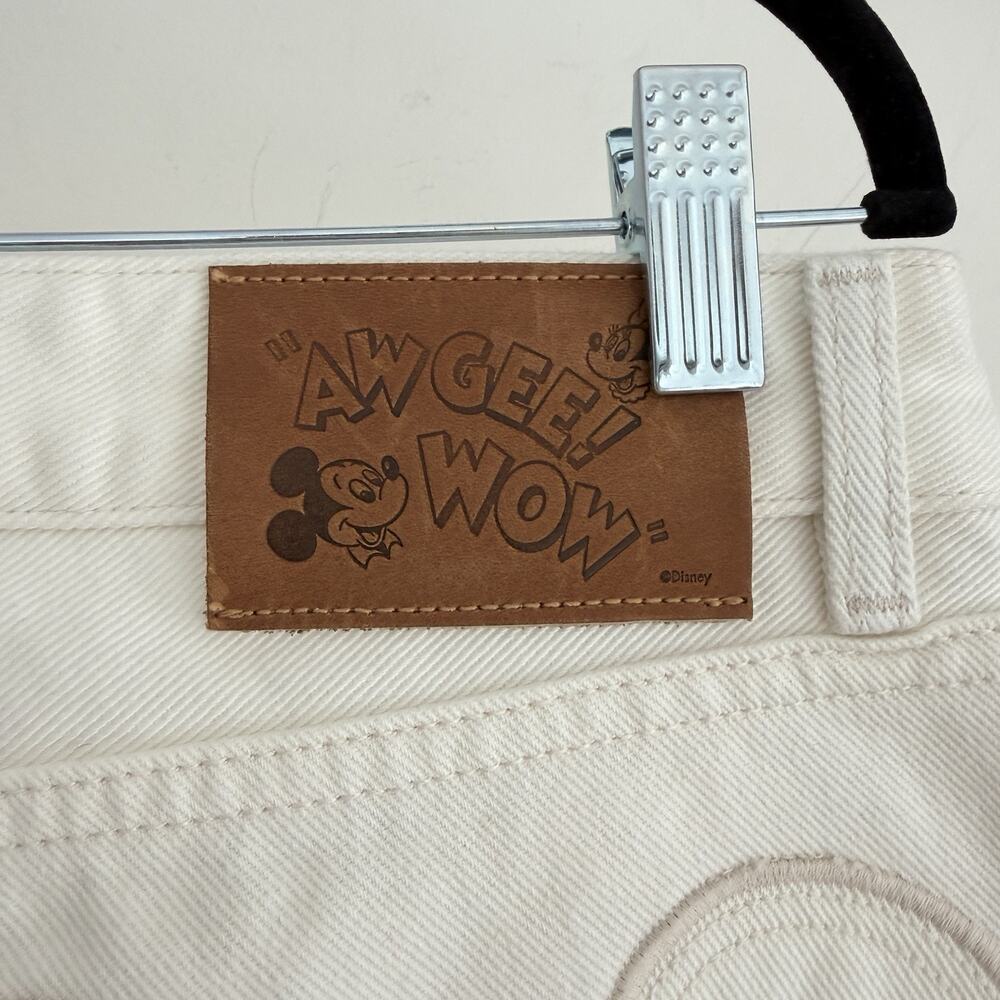 Zara Harry Lambert Disney Jeans Mens 40x34 Flared Leg Mickey Pocket Ivory White - Picture 8 of 16